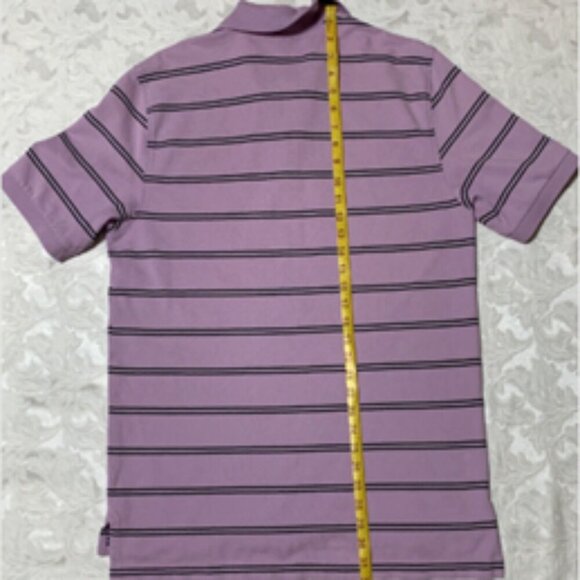 Brooks Brothers Mens Striped Polo Shirt Size M Cotton Purple Short Sleeve Shirt - Picture 8 of 9
